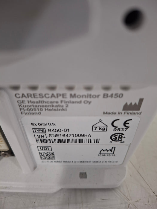 GE Healthcare Carescape B450 Critical Care Patient Monitor