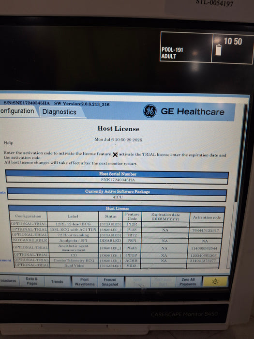 GE Healthcare Carescape B450 Critical Care Patient Monitor