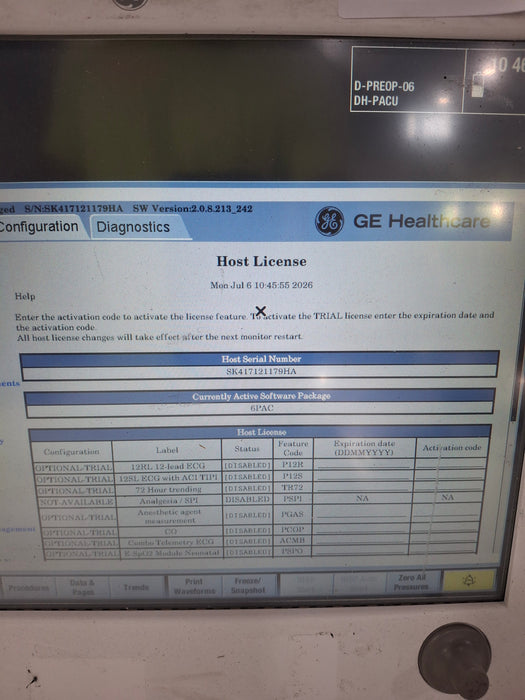GE Healthcare Carescape B650 Post Anesthesia Care Patient Monitor