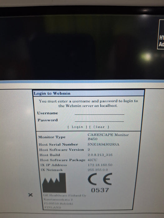 GE Healthcare Carescape B450 Critical Care Patient Monitor