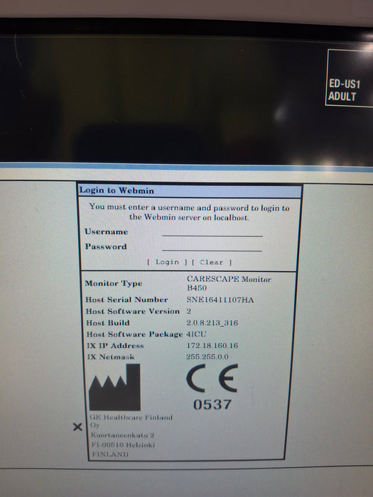 GE Healthcare Carescape B450 Critical Care Patient Monitor