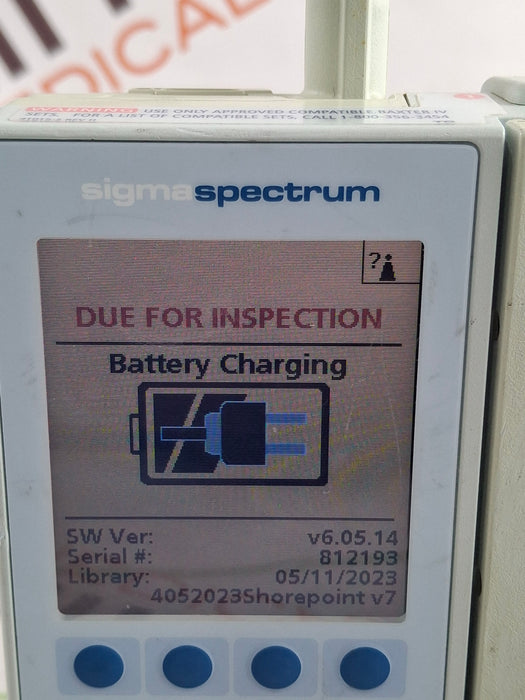 Baxter Sigma Spectrum 6.05.14 with B/G Battery Infusion Pump