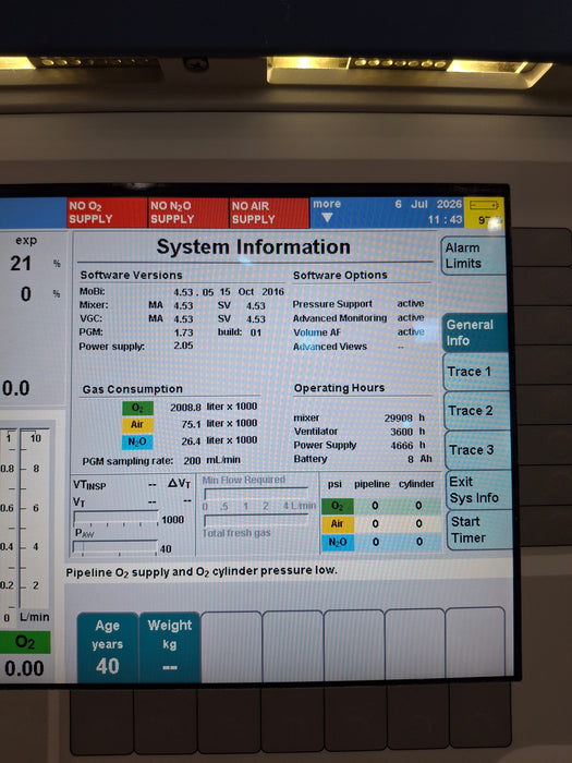 Draeger Medical Apollo Anesthesia System