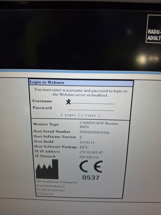 GE Healthcare Carescape B450 Critical Care Patient Monitor