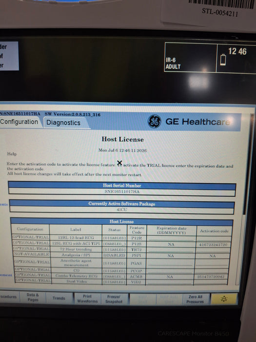 GE Healthcare Carescape B450 Critical Care Patient Monitor