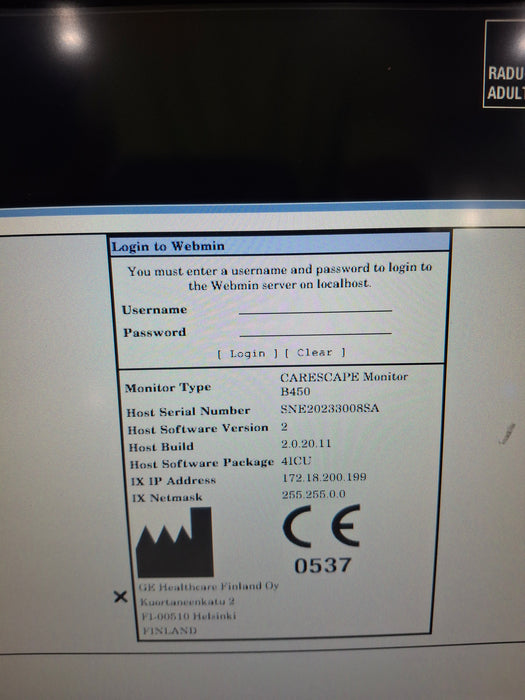 GE Healthcare Carescape B450 Critical Care Patient Monitor