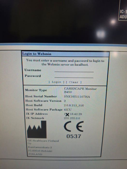 GE Healthcare Carescape B450 Critical Care Patient Monitor