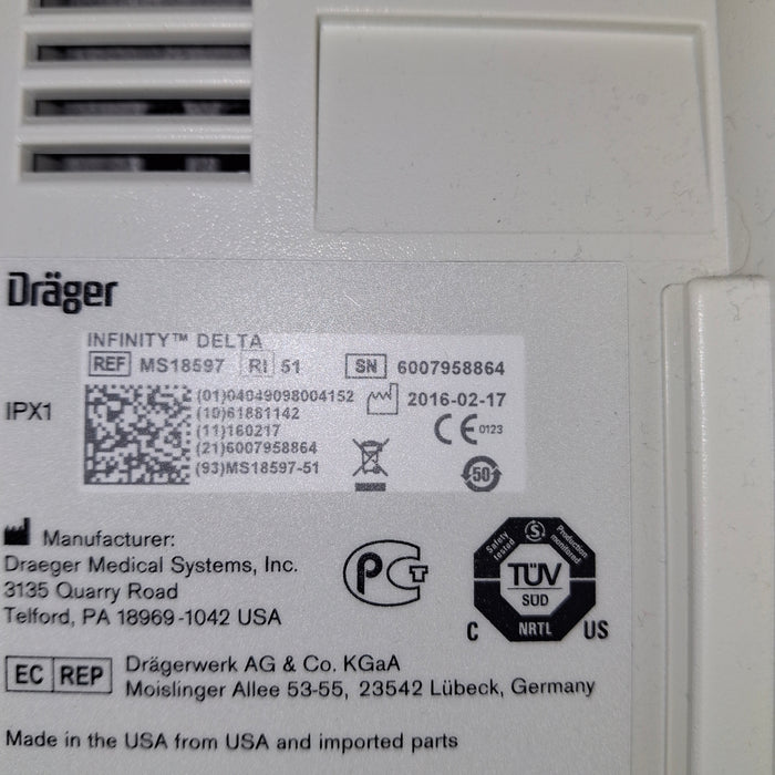 Draeger Medical Infinity Delta Patient Monitor