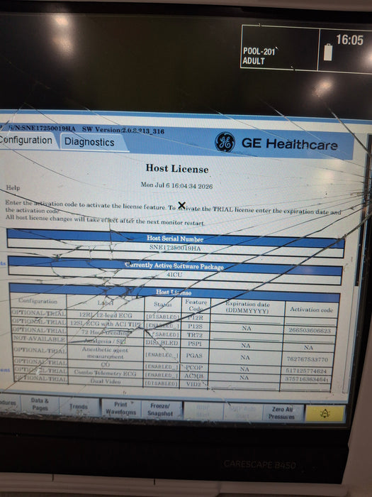 GE Healthcare Carescape B450 Critical Care Patient Monitor