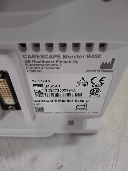 GE Healthcare Carescape B450 Critical Care Patient Monitor