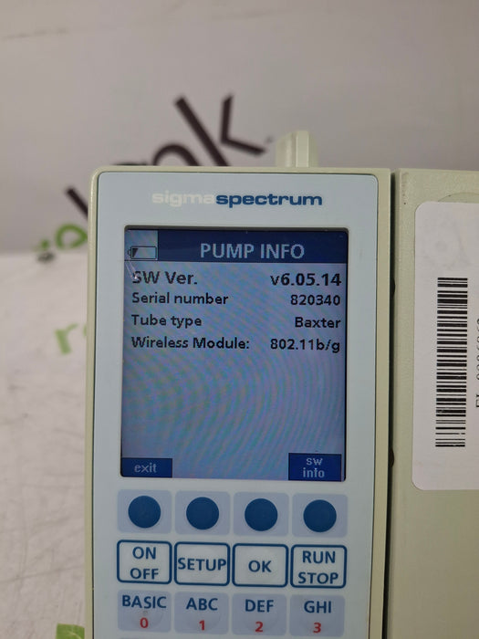 Baxter Sigma Spectrum 6.05.14 with B/G Battery Infusion Pump