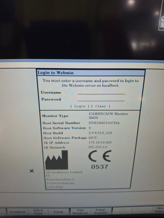 GE Healthcare Carescape B450 Critical Care Patient Monitor