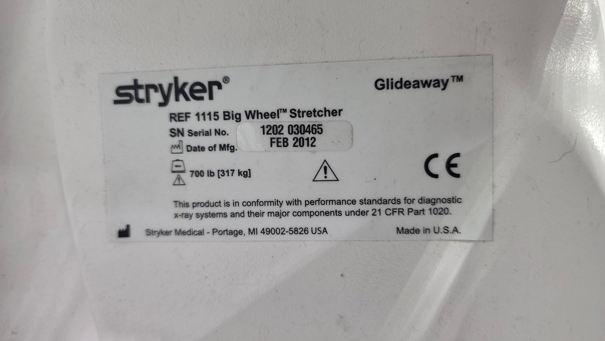 Stryker 1115 Big Wheel Glideaway Stretcher