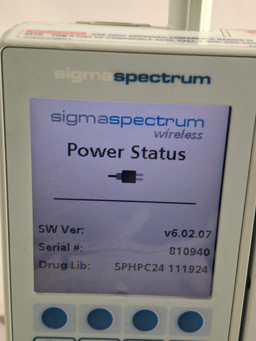 Baxter Sigma Spectrum 6.02.07 with B/G Battery Infusion Pump