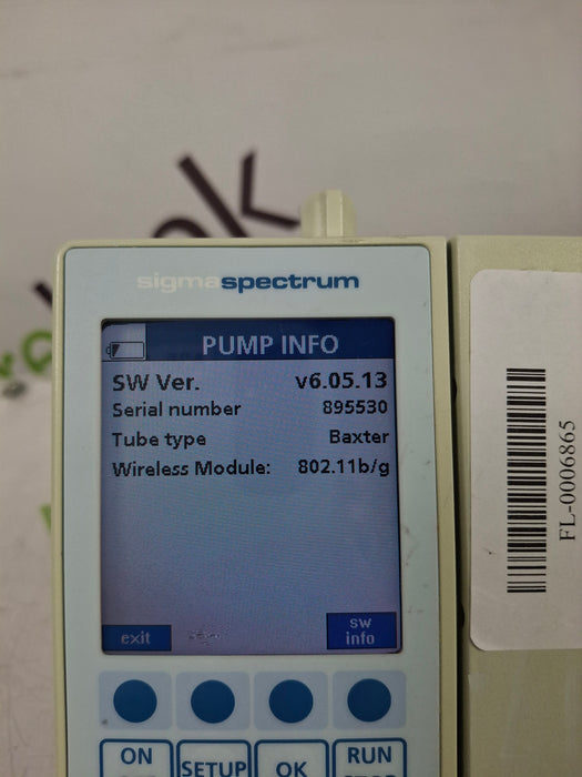 Baxter Sigma Spectrum 6.05.13 with B/G Battery Infusion Pump