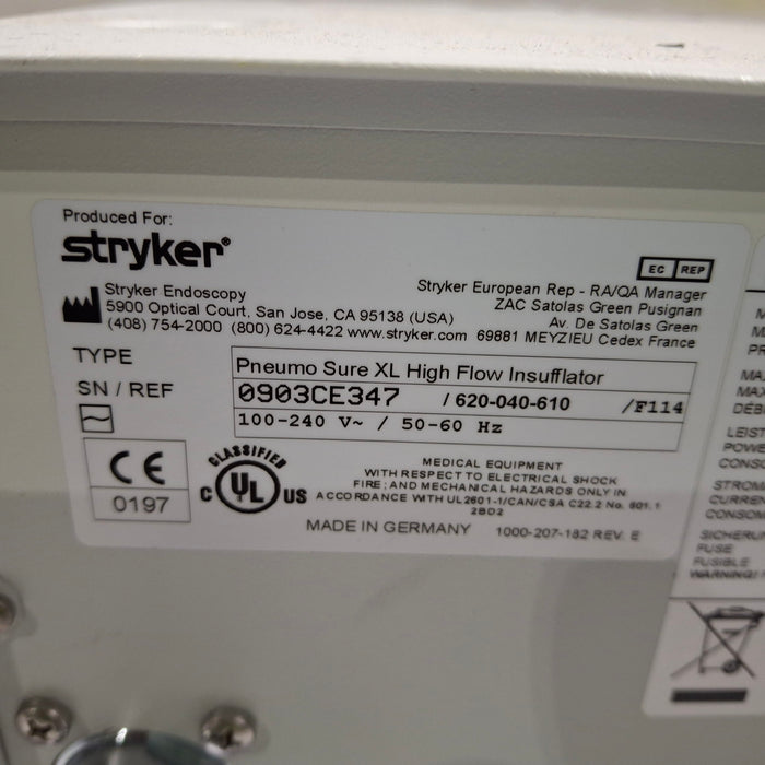 Stryker 620-040-610 Pneumo Sure XL High Flow Insufflator