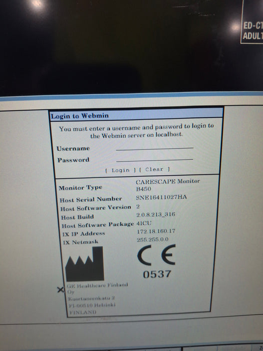 GE Healthcare Carescape B450 Critical Care Patient Monitor