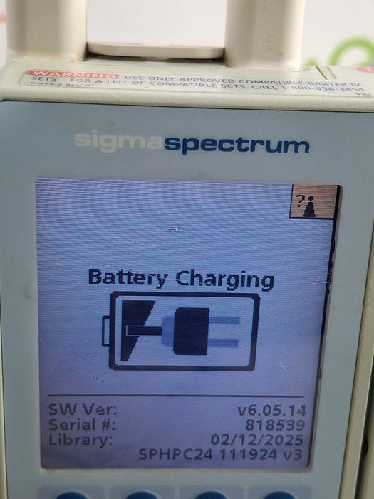 Baxter Sigma Spectrum 6.05.14 with A/B/G/N Battery Infusion Pump