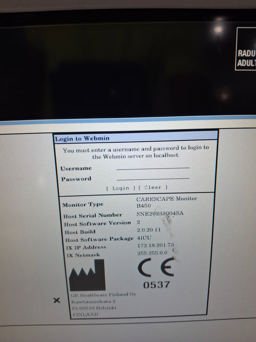 GE Healthcare Carescape B450 Critical Care Patient Monitor
