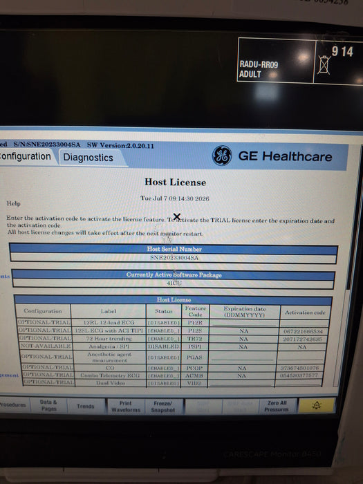 GE Healthcare Carescape B450 Critical Care Patient Monitor