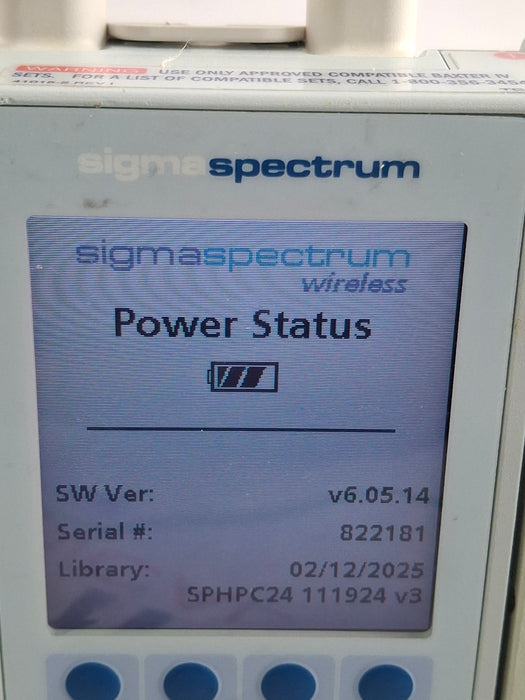 Baxter Sigma Spectrum 6.05.14 with A/B/G/N Battery Infusion Pump