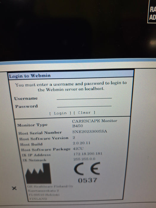 GE Healthcare Carescape B450 Critical Care Patient Monitor