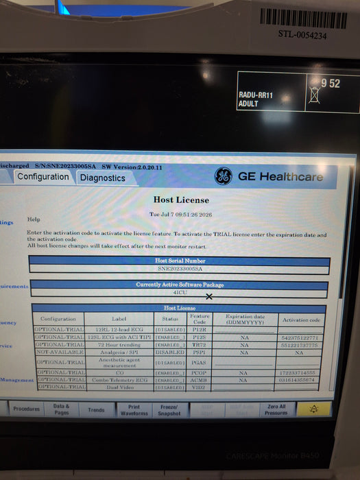GE Healthcare Carescape B450 Critical Care Patient Monitor