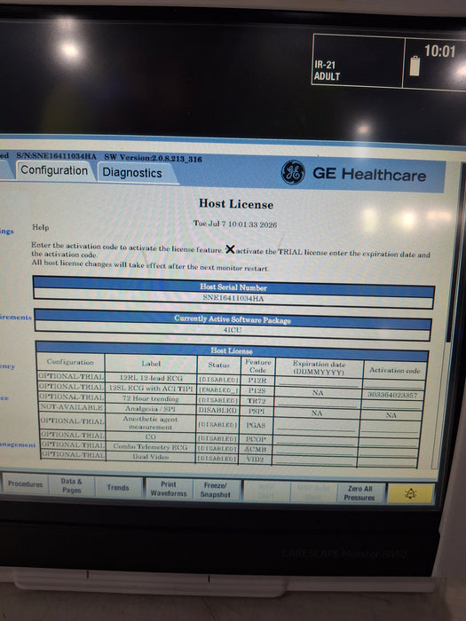 GE Healthcare Carescape B450 Critical Care Patient Monitor
