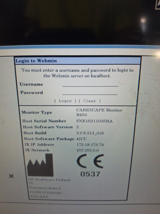 GE Healthcare Carescape B450 Critical Care Patient Monitor