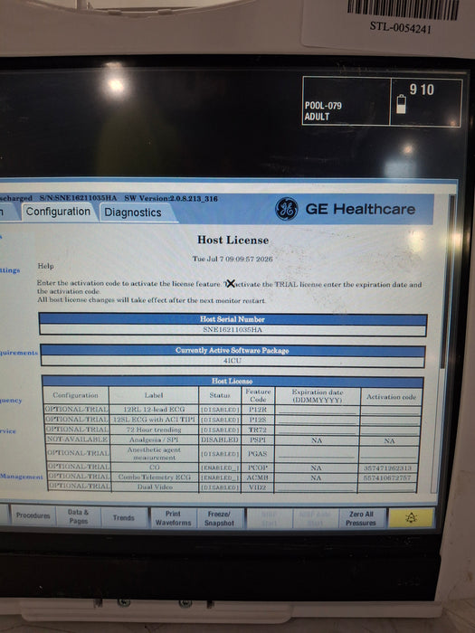 GE Healthcare Carescape B450 Critical Care Patient Monitor