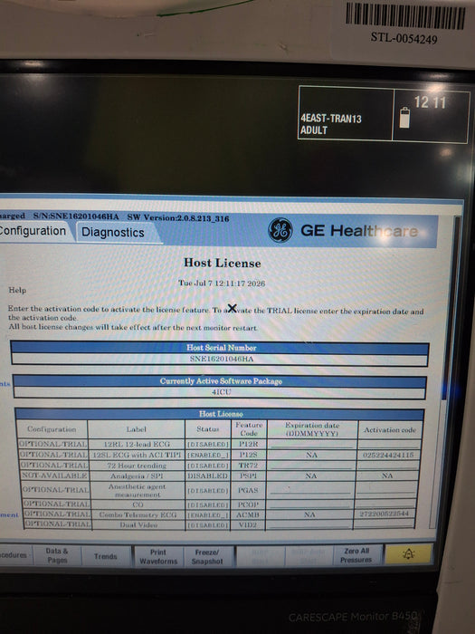 GE Healthcare Carescape B450 Critical Care Patient Monitor