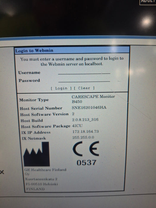 GE Healthcare Carescape B450 Critical Care Patient Monitor