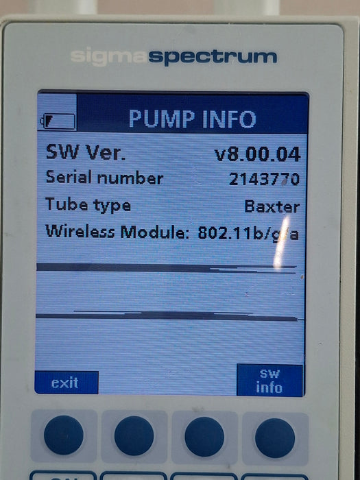 Baxter Sigma Spectrum 8.00.04 w/ A/B/G/N Battery Infusion Pump