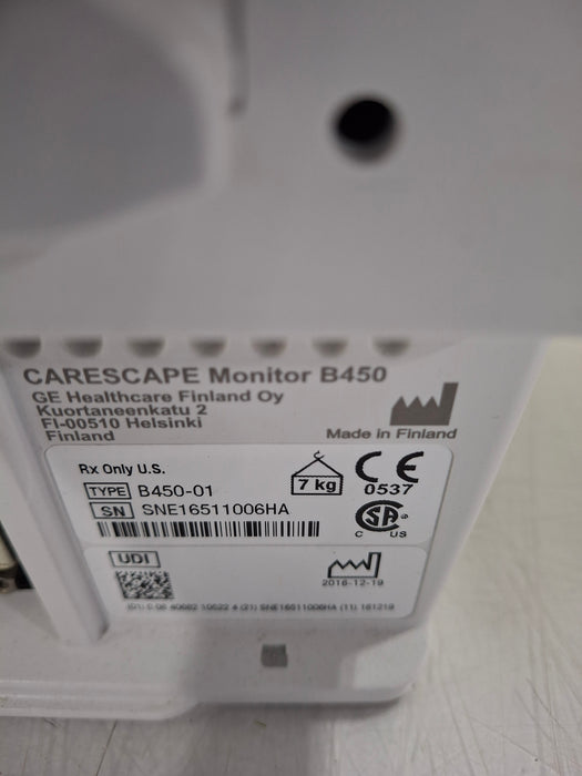GE Healthcare Carescape B450 Critical Care Patient Monitor