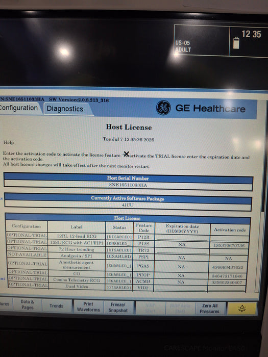 GE Healthcare Carescape B450 Critical Care Patient Monitor