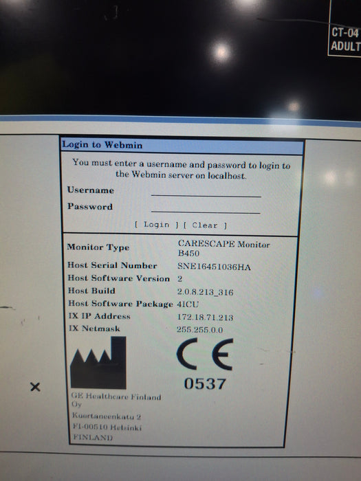GE Healthcare Carescape B450 Critical Care Patient Monitor