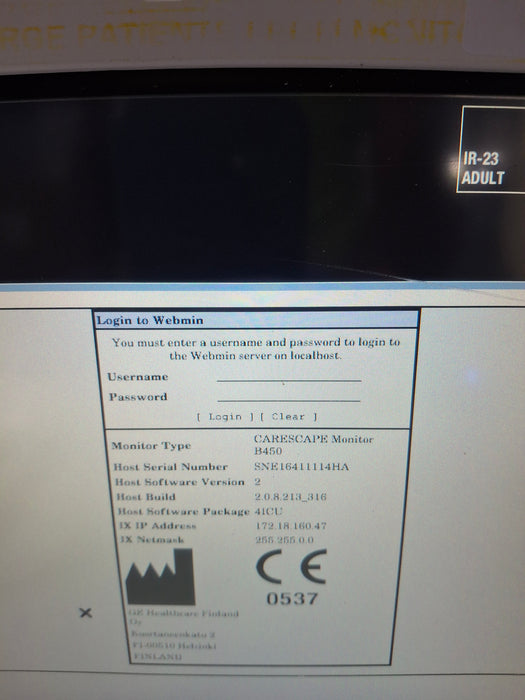 GE Healthcare Carescape B450 Critical Care Patient Monitor