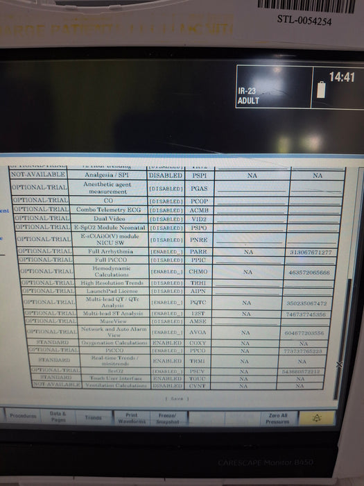 GE Healthcare Carescape B450 Critical Care Patient Monitor