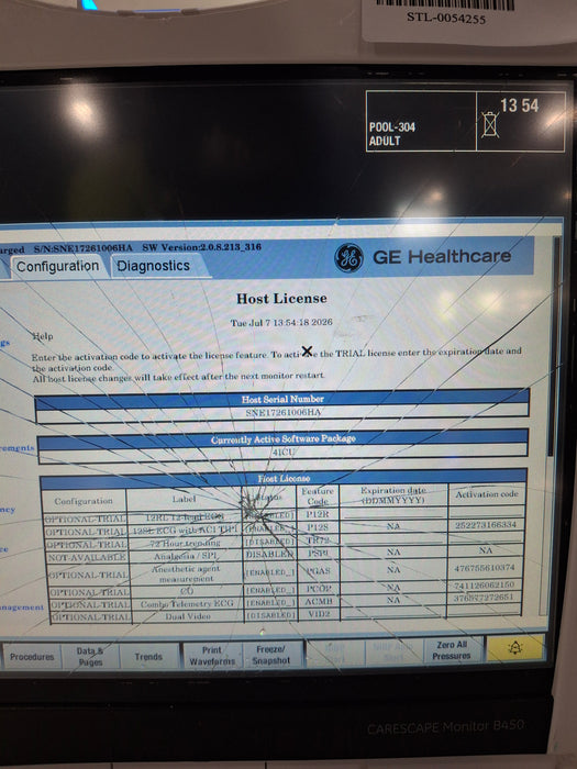 GE Healthcare Carescape B450 Critical Care Patient Monitor