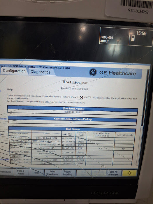 GE Healthcare Carescape B450 Critical Care Patient Monitor