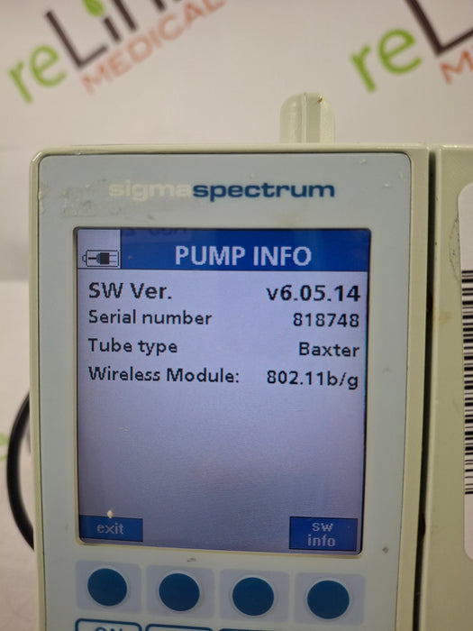 Baxter Sigma Spectrum 6.05.14 with B/G Battery Infusion Pump