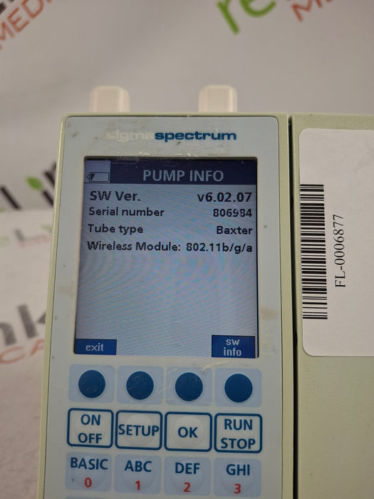 Baxter Sigma Spectrum 6.02.07 with A/B/G/N Battery Infusion Pump