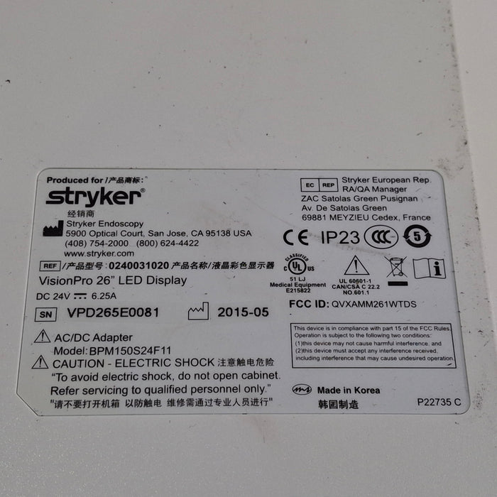 Stryker VisionPro 26" LED Display Monitor
