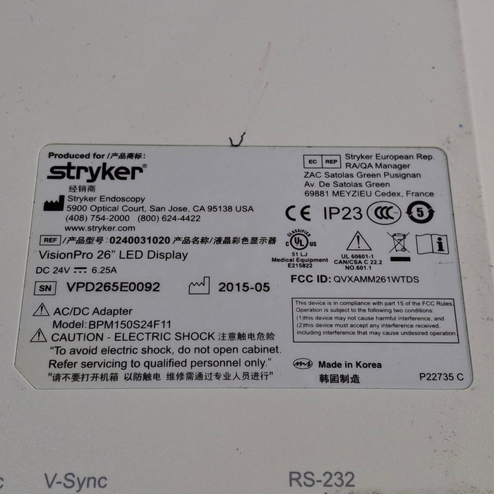 Stryker VisionPro 26" LED Display Monitor
