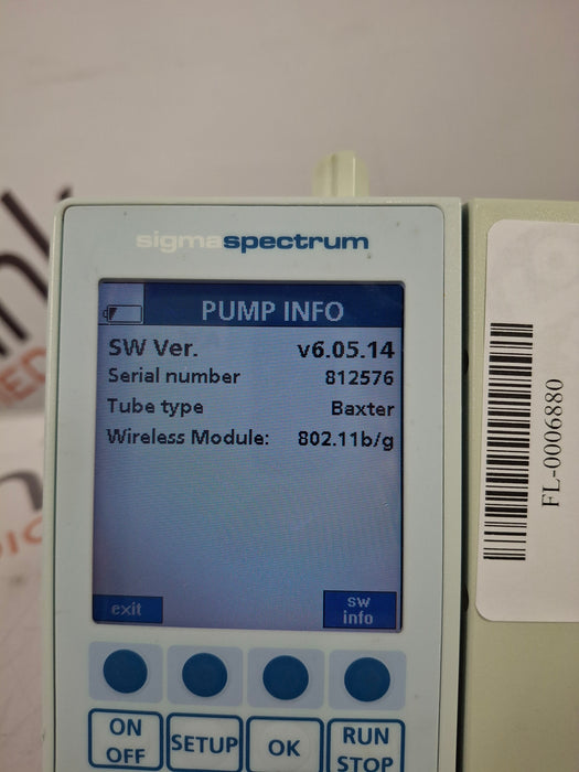 Baxter Sigma Spectrum 6.05.14 with B/G Battery Infusion Pump