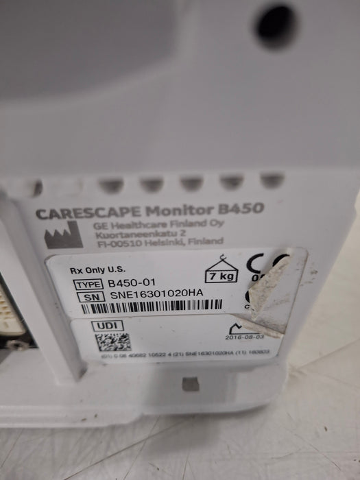 GE Healthcare Carescape B450 Critical Care Patient Monitor