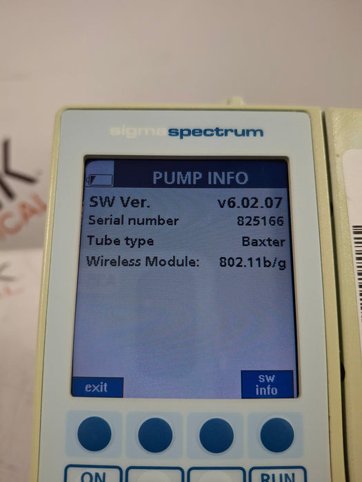 Baxter Sigma Spectrum 6.02.07 with B/G Battery Infusion Pump