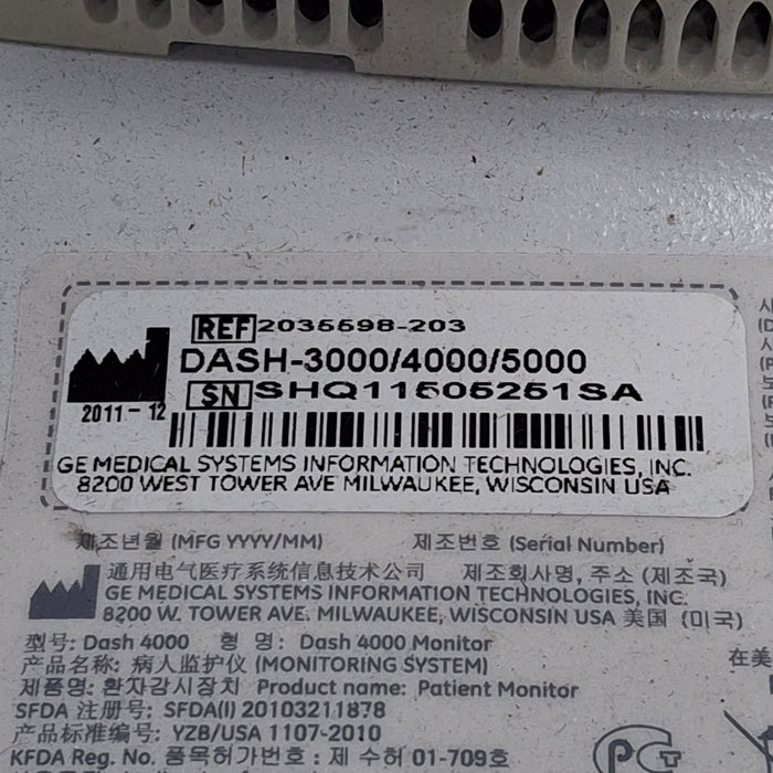 GE Healthcare Dash 4000 - GE/Nellcor SpO2 Patient Monitor