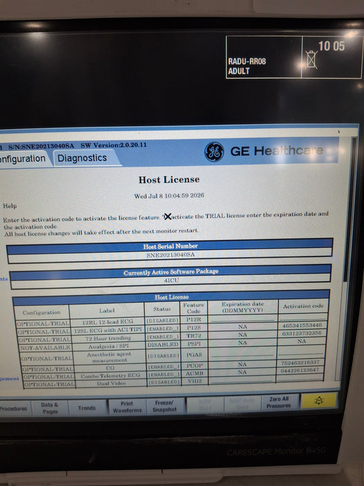 GE Healthcare Carescape B450 Critical Care Patient Monitor