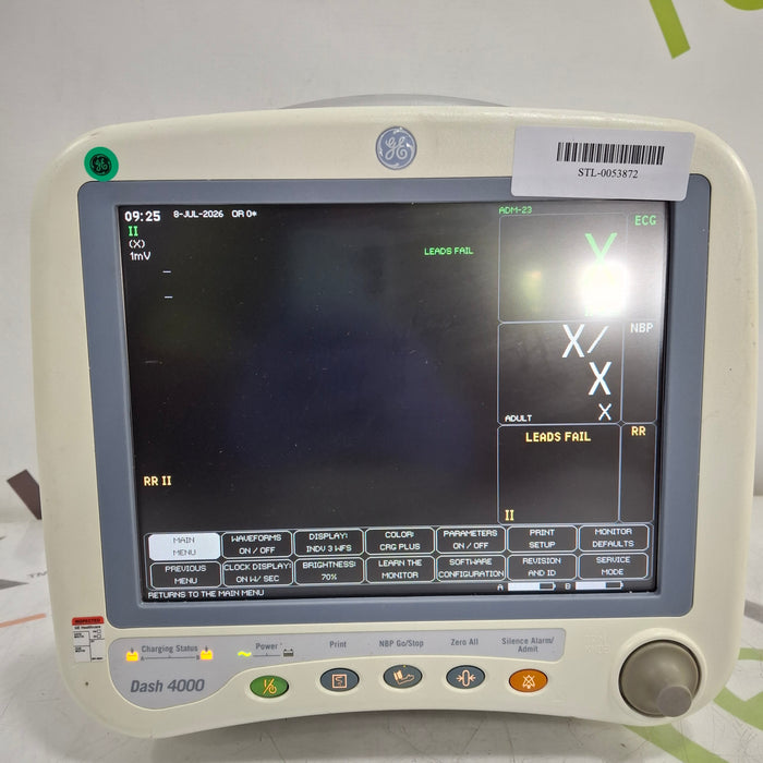 GE Healthcare Dash 4000 - GE/Nellcor SpO2 Patient Monitor